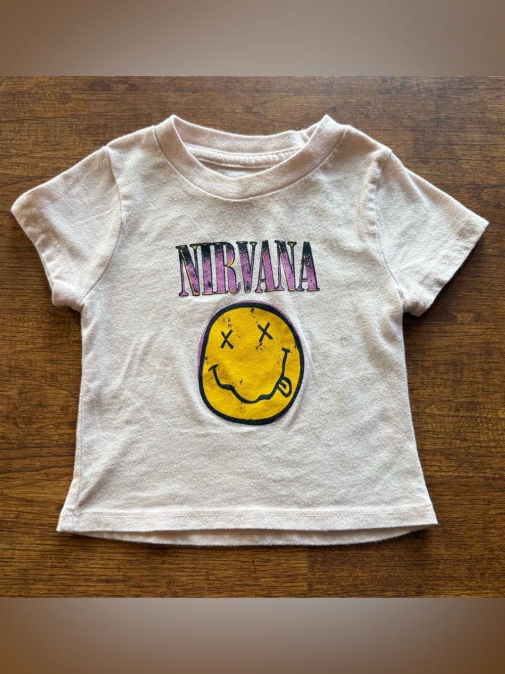 Baby Nirvana T-Shirt 12 Months – White with Yellow Logo – Rock Band Infant Tee